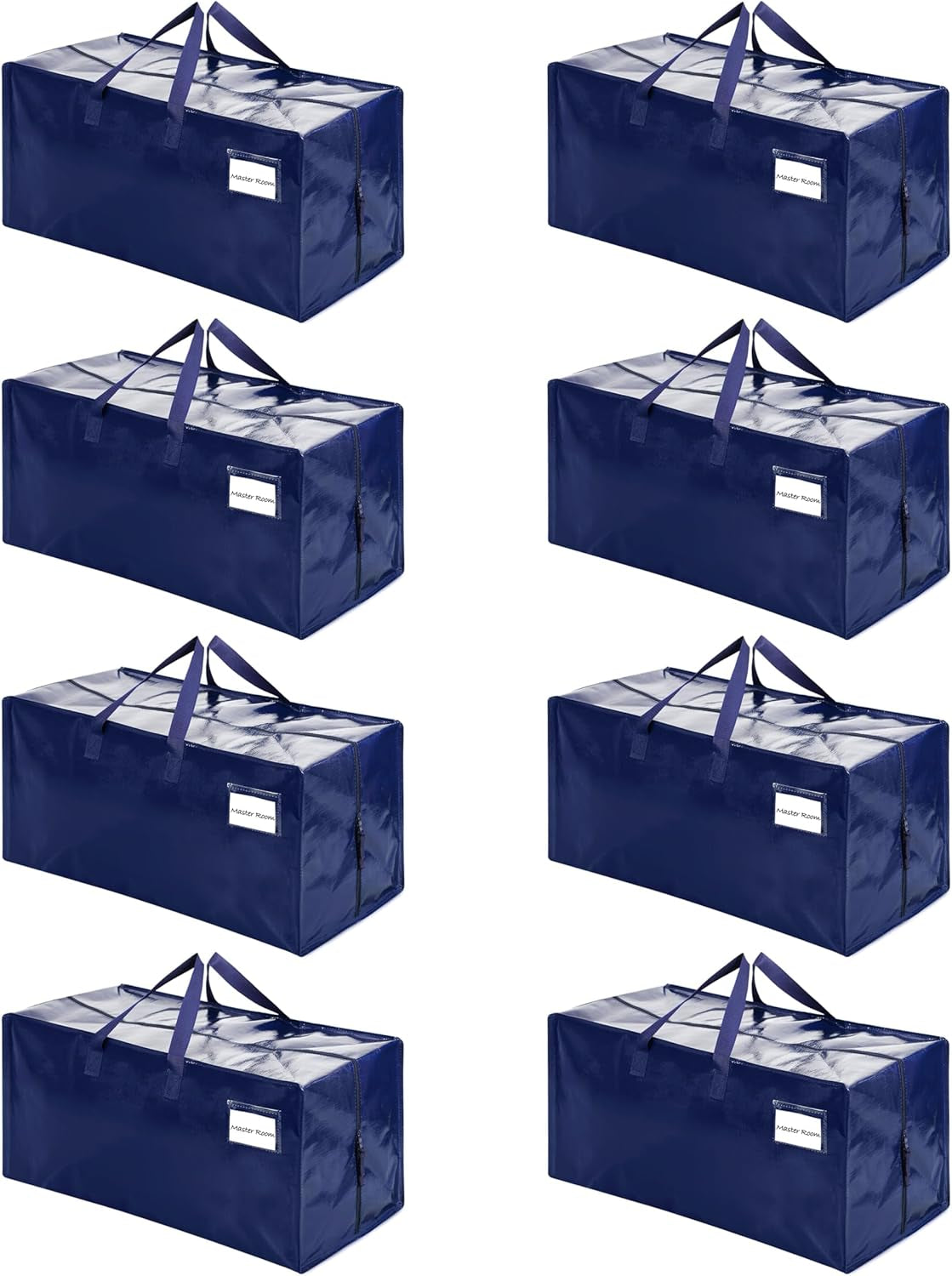 VENO 8 Pack Moving Bags W/Backpack Straps, Heavy Duty, Moving Boxes Alternative, Packing Supplies, Large Storage Totes for Dorm Room Essentials with Zipper for Clothes (Blue, 8 Pack)