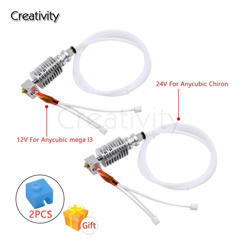 2PCS V5 J-Head Hotend Kit E-3D Bowden Extruder V5 Heater Block 12/24V for I3 Mega/Chiron 3D Printer Parts VS V6 Hotend