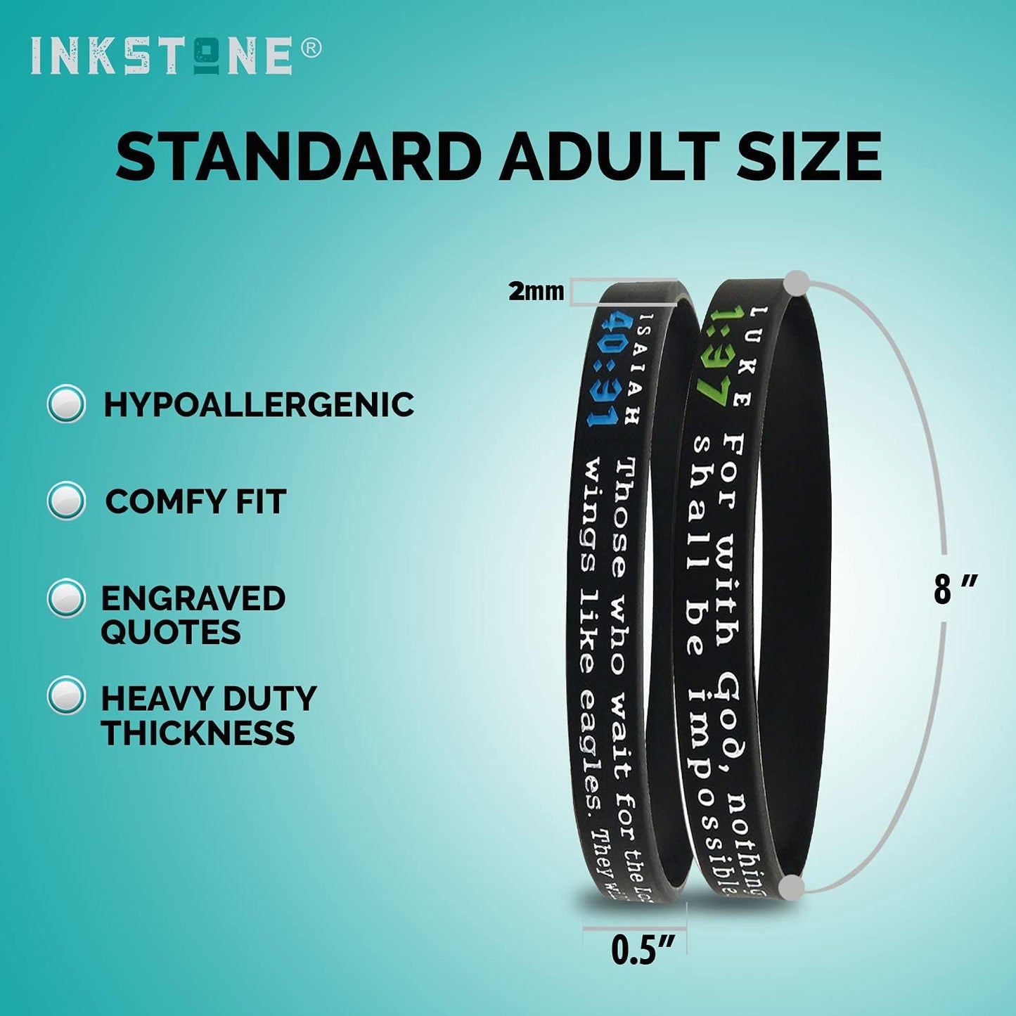 Ezekiel Gift Co. (12-pack) Religious Silicone Bracelets with Assorted Bible Verses - Wholesale Church Supplies Bible Study Tools