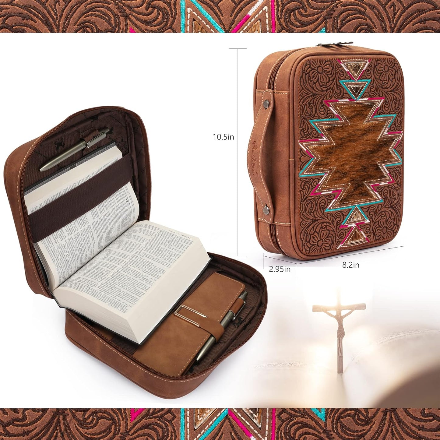 Montana West Western Style Embroidered Bible Covers for Women Men Book Carrying Case Church Bag Outdoor Bible Protective