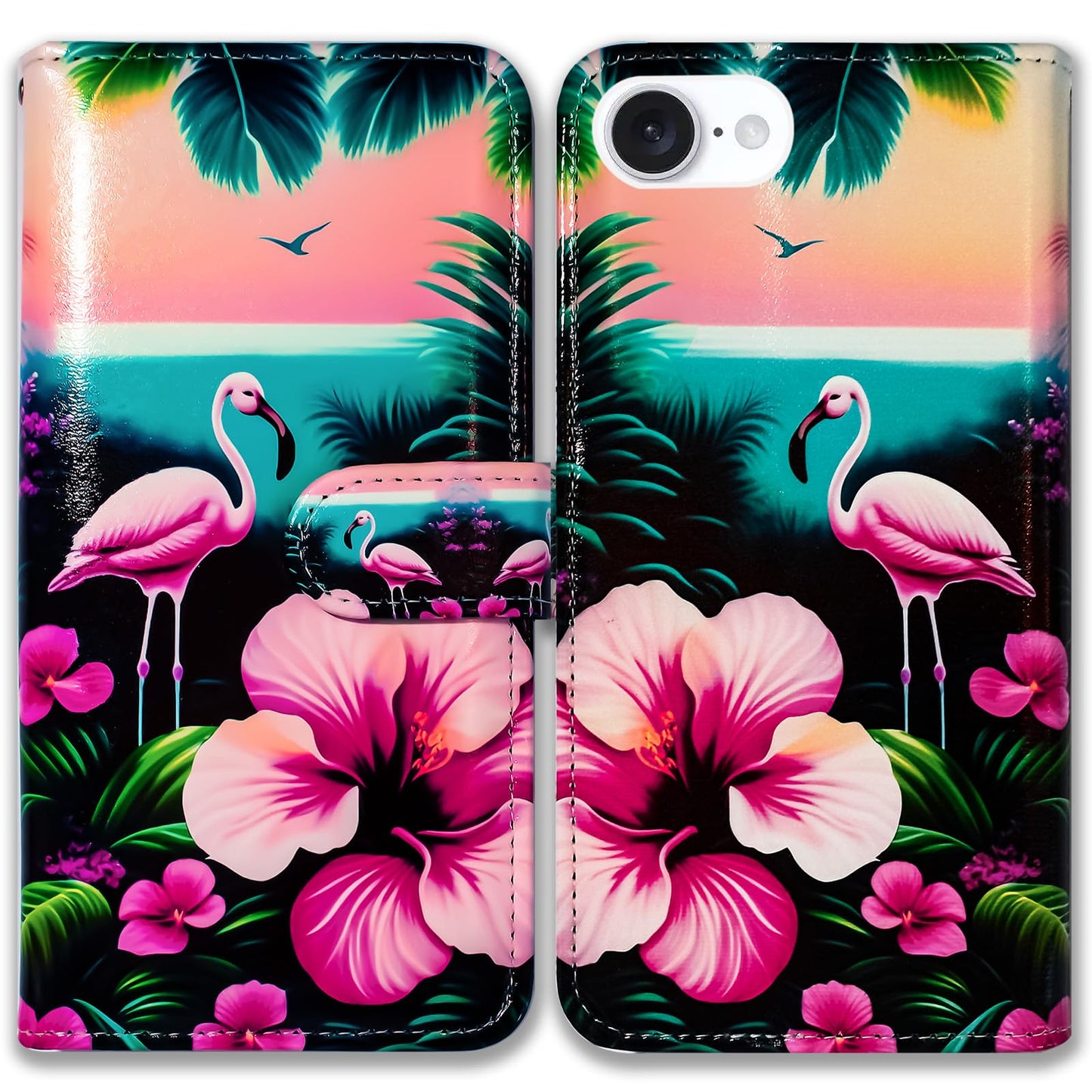 Case for iPhone 16e,Sunflower Bee Flip Phone Case Wallet Cover with Card Slot Holder Kickstand Case for iPhone 16e