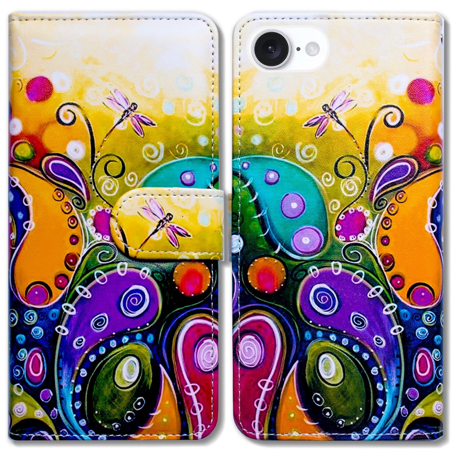 Case for iPhone 16e,Sunflower Bee Flip Phone Case Wallet Cover with Card Slot Holder Kickstand Case for iPhone 16e