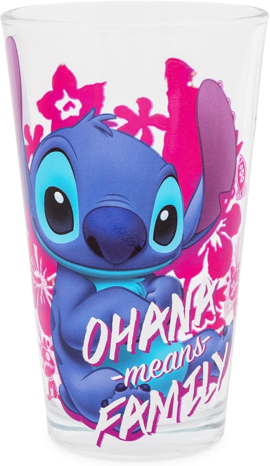 Silver Buffalo Lilo and Stitch Ohana Means Family Pint Glass, 16-Ounces