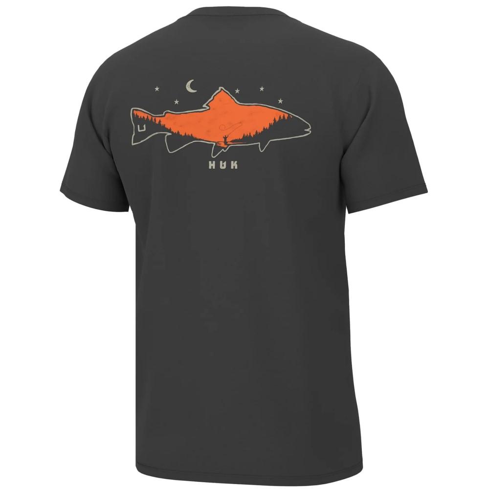 HUK Short Sleeve Shirts|Clothing & Footwear HUK Huk Moon Trout Short Sleeve Shirt Volcanic Ash S