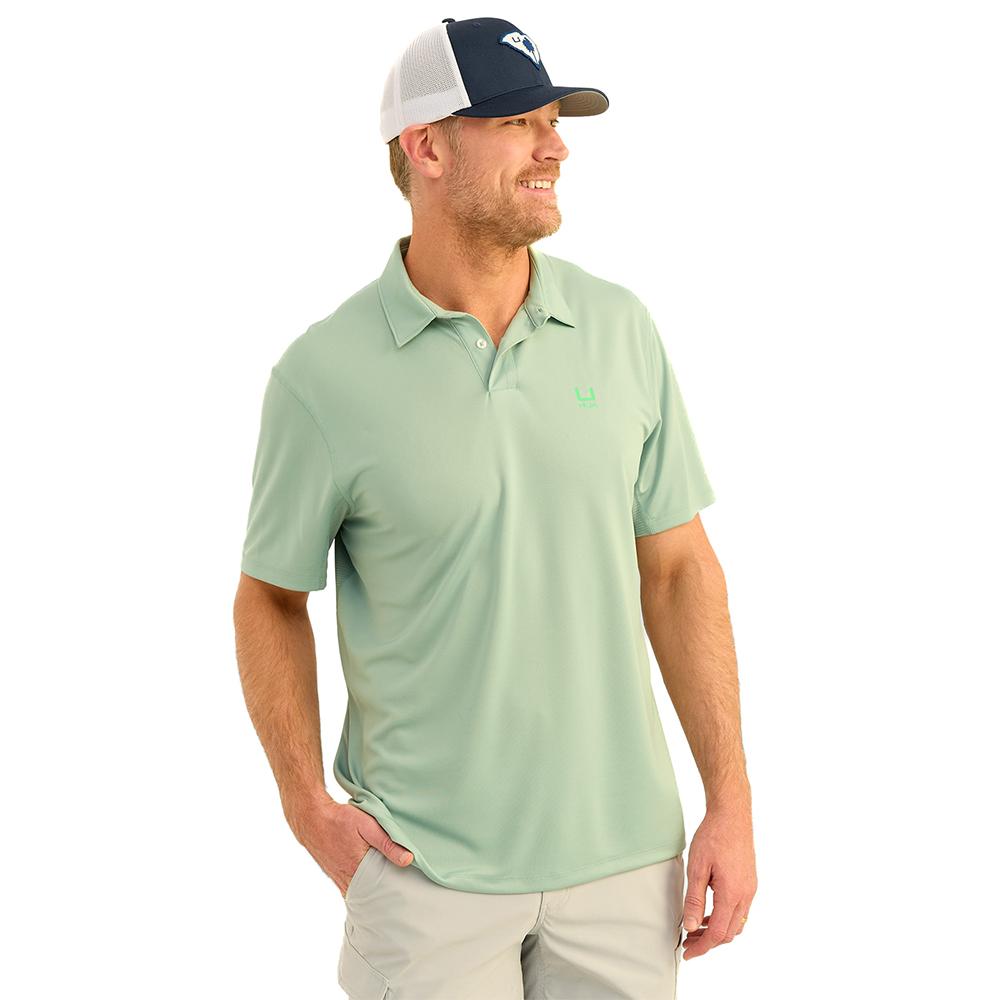 HUK Short Sleeve Shirts HUK Huk Icon Polo Short Sleeve Shirt Fog Green L