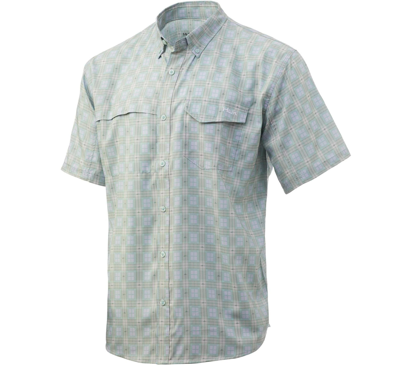 HUK Short Sleeve Shirts|Clothing & Footwear HUK Huk Tide Point Fish Plaid SS Plein Air Mens M