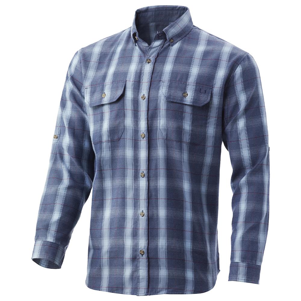 HUK Long Sleeve Shirts HUK HUK MAVERICK FISHING FLANNEL SARGASSO SEA L