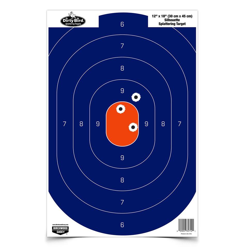 Birchwood Casey Paper Targets Birchwood Casey Birchwood Casey Dirty Bird SiLeft Handouette Paper Target 12"x18" Blue/Orange 50/ct