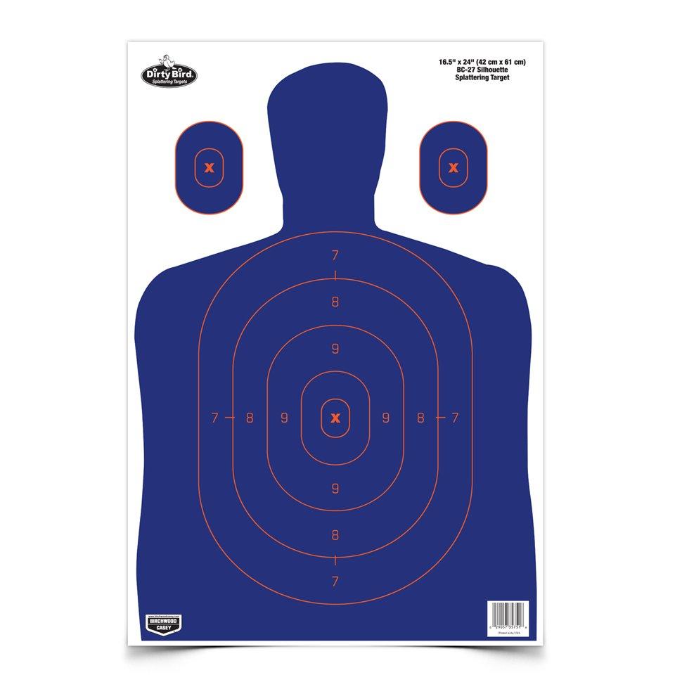 Birchwood Casey Shooting|Paper Targets Birchwood Casey Birchwood Casey Dirty Bird BC-27 SiLeft Handouette Target - 16.5"x24" Blue/Orange 3 Pack