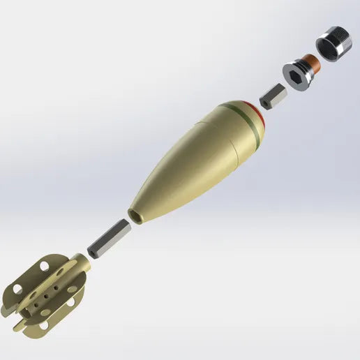 British 3-Inch HE Mortar Shell (WWII/Korean War) Full-Size 3D Printed Replica