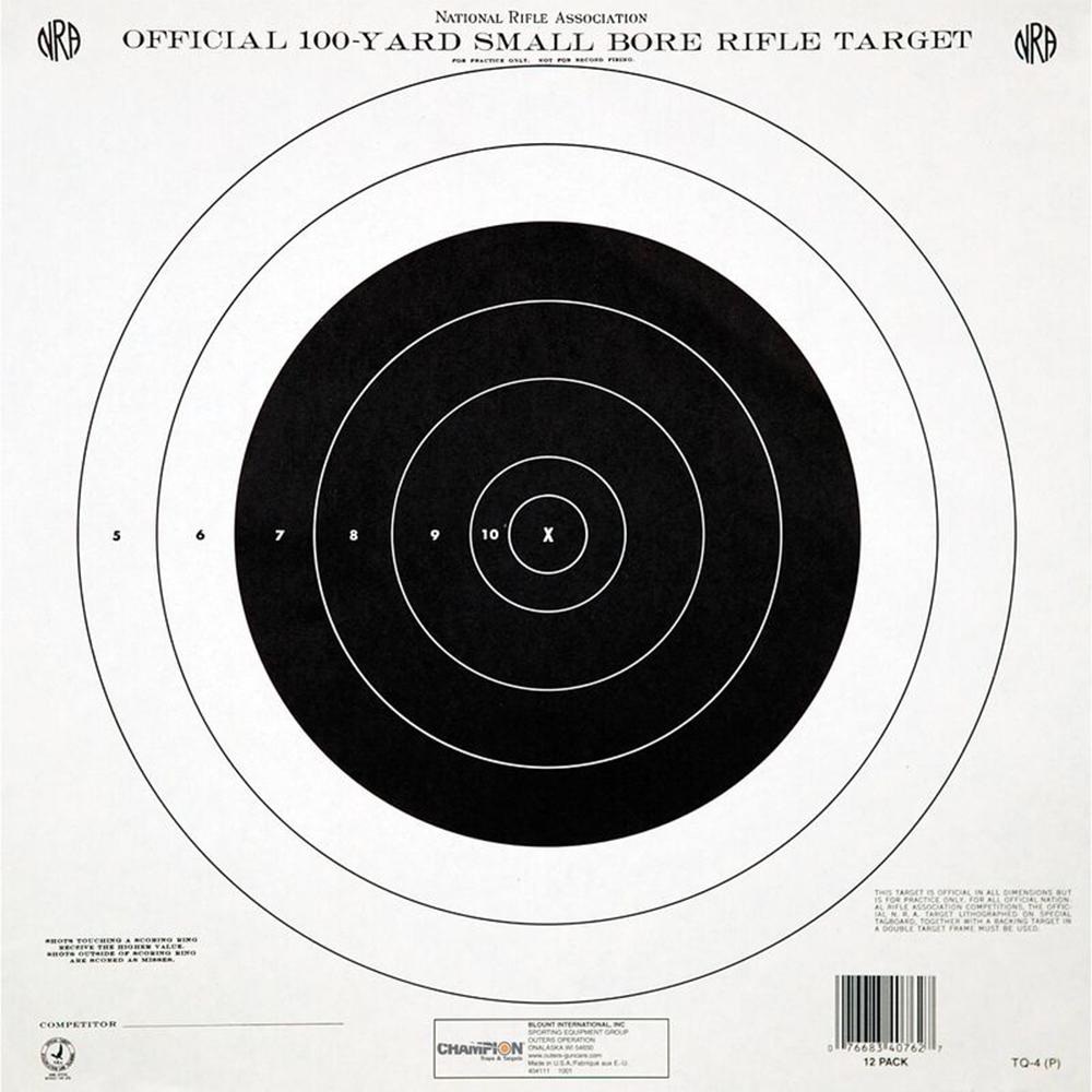 Champion Paper Targets Champion Official NRA Paper Targets TQ-4(P) 100 yd Small Bore Rifle Single Bull 100/ct