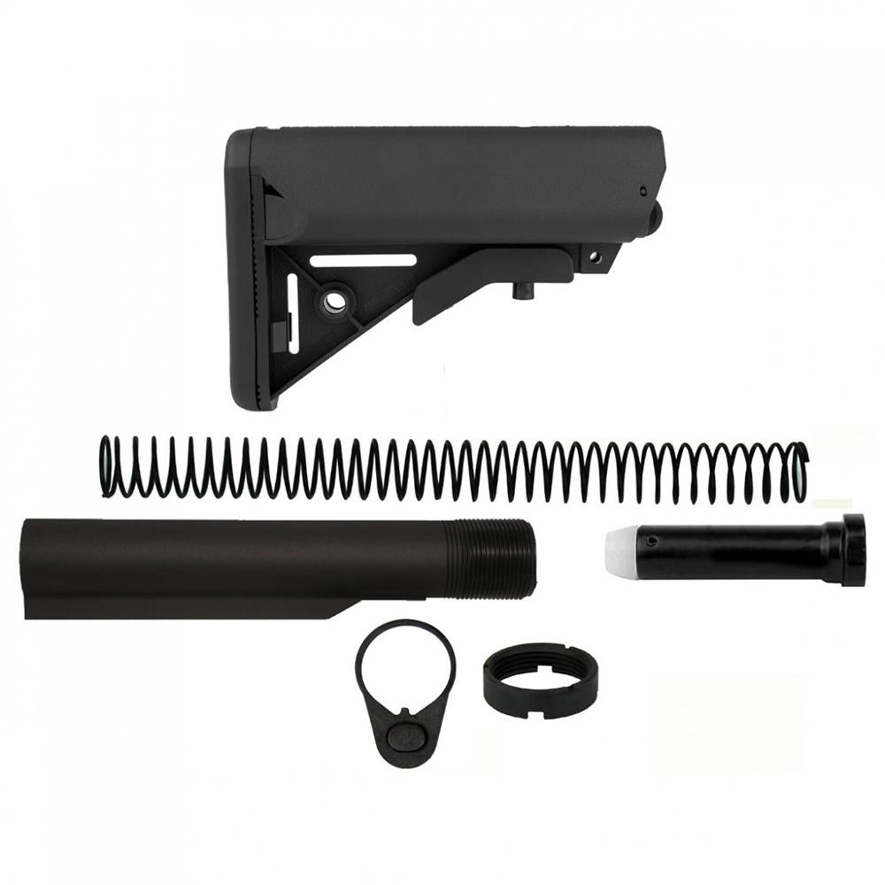 Tacfire Chassis & Stocks Tacfire TacFire Mil-Spec Buffer Tube Kit with Stock and Buttpad for AR-15 Black