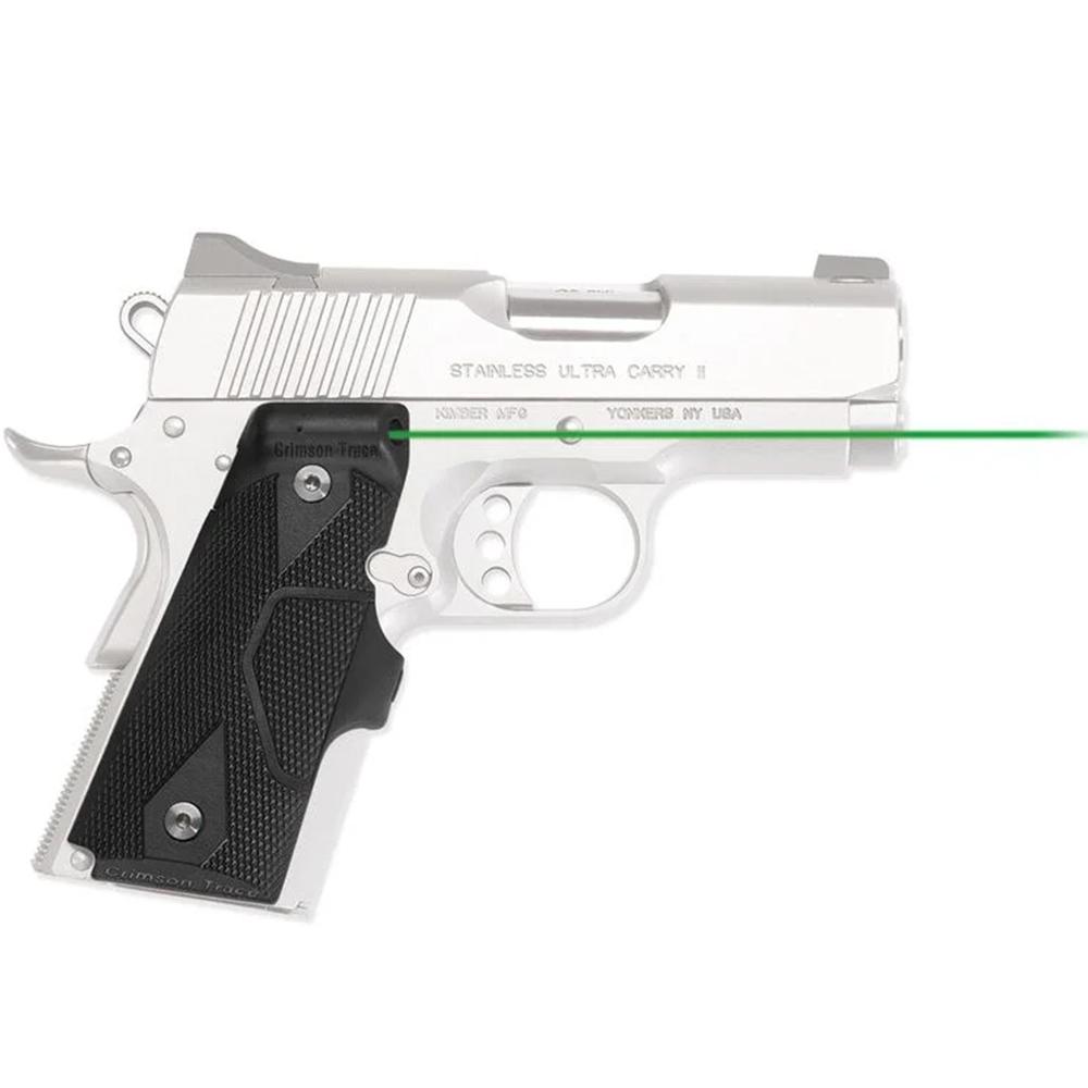 Crimson Trace Optics|Laser Sights Crimson Trace LG-404G Front Activation Green Handgun Lasergrips for 1911 Compact Black