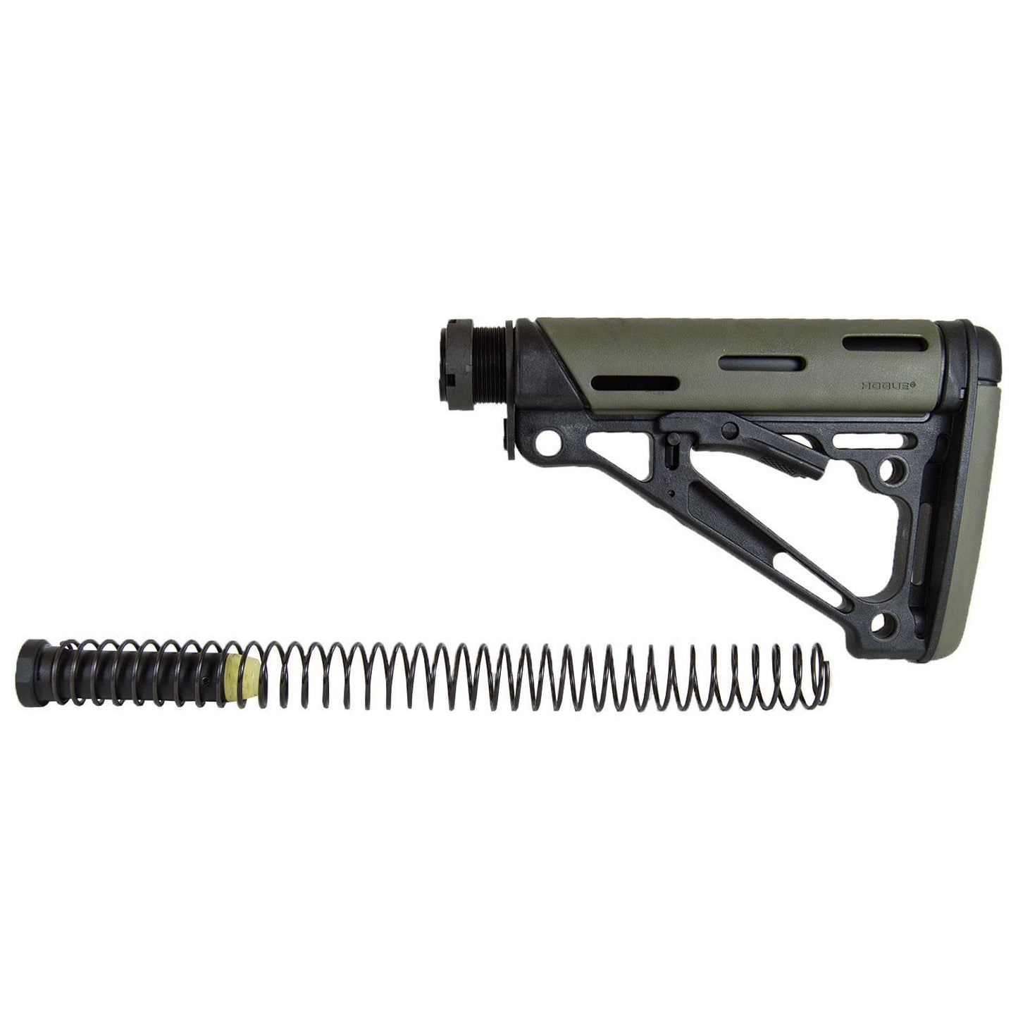 Hogue Chassis & Stocks Hogue Hogue AR-15/M-16 OM Collapsible Buttstock Assembly with Buffer Tube and Hardware-OD Green Rubber