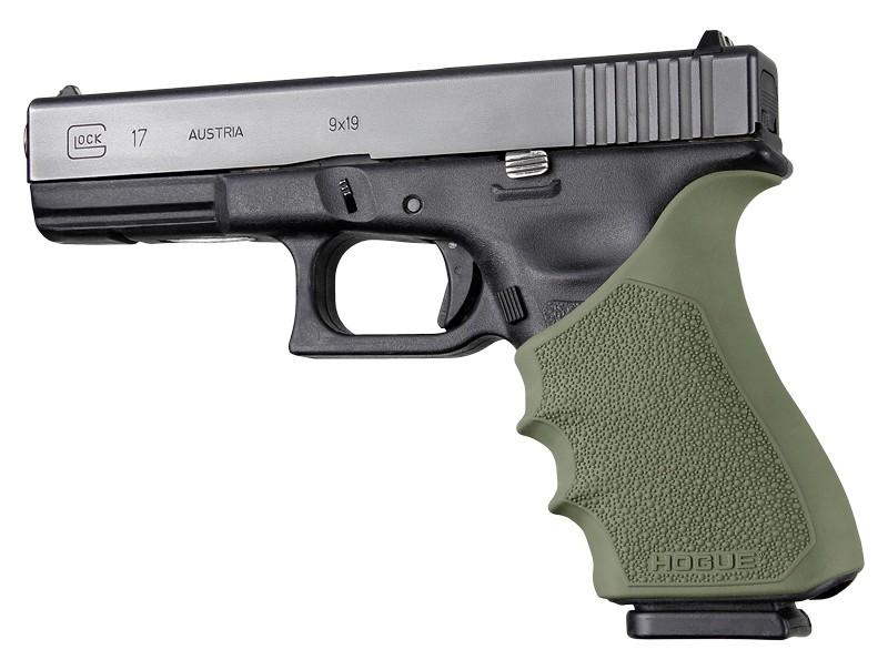 Hogue Grips Hogue Hogue HandAll Beavertail Grip Sleeve Glock 17 G17 MOS G17L G22 G35 G35 MOS G34 G34 MOS G31 G37 Gen 3-4 OD Green