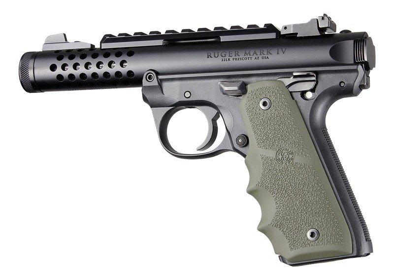 Hogue Grips Hogue Ruger 22/45 MKIV Rubber Grip with Finger Grooves OD Green