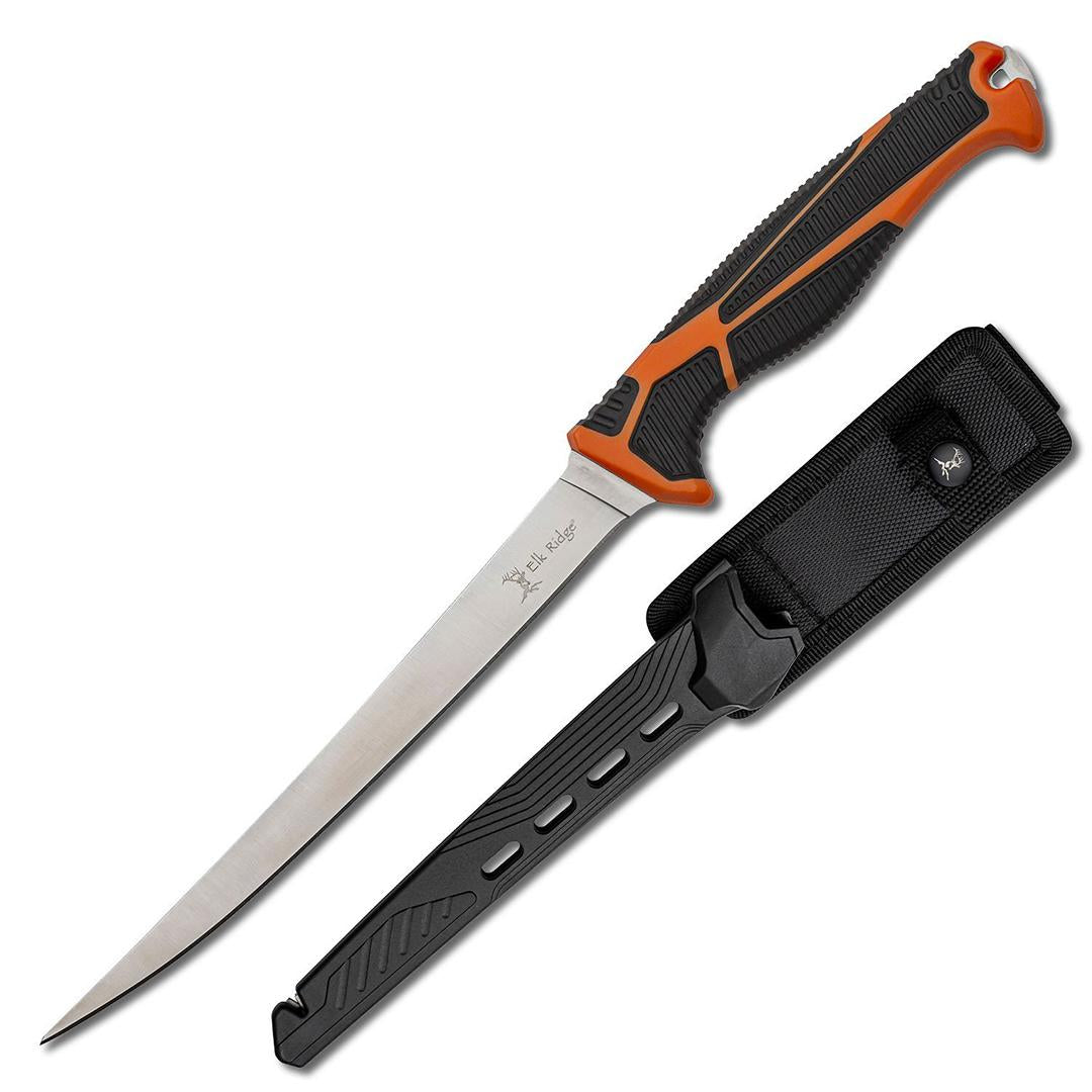 Master Cutlery Knives & Edged Tools|Knives Master Cutlery Master Cutlery Elk Ridge Trek Fixed Knife 7" Fillet Blade Orange and Black