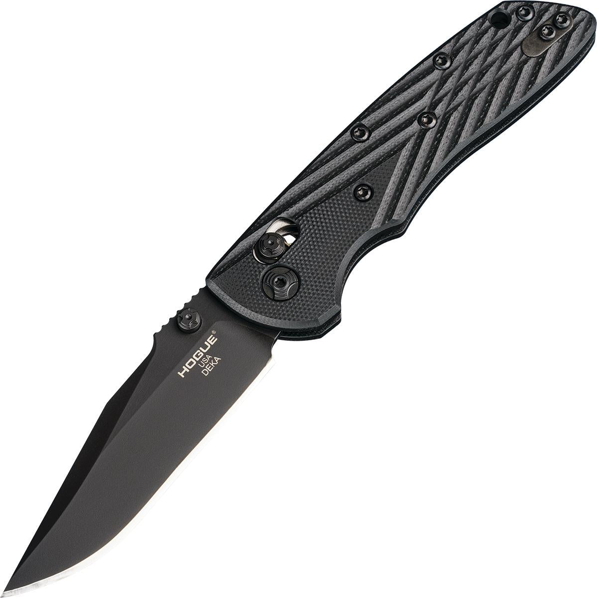 Hogue Knife Knives & Edged Tools|Knives Hogue Knife Hogue Deka 3.25" ABLE Lock Folder Clip Point Blade Blk Finish G-10 - Solid Blk