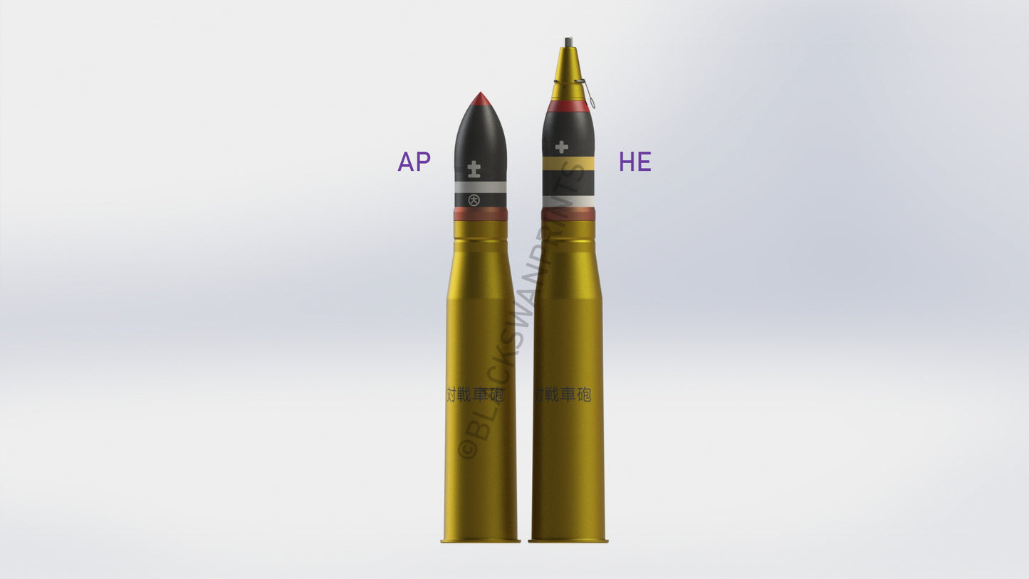 WW2 Japanese 47mm Type 1 Anti-Tank Shell (WWII) Full-Size 3D Printed Replica