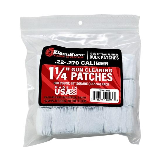 Kleen Bore Gun Cleaning Jags Patch Holders & Patches Kleen Bore KleenBore 1 1/4" Bore Cleaning Patches 22-.270 Cal .410-20 ga 500/ct