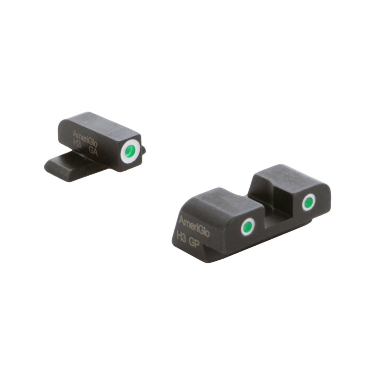 Ameriglo Night Sights Ameriglo Ameriglo Green Tritium With White Front Green Tritium With White Rear 3 Dot Sight Hellcat Standard