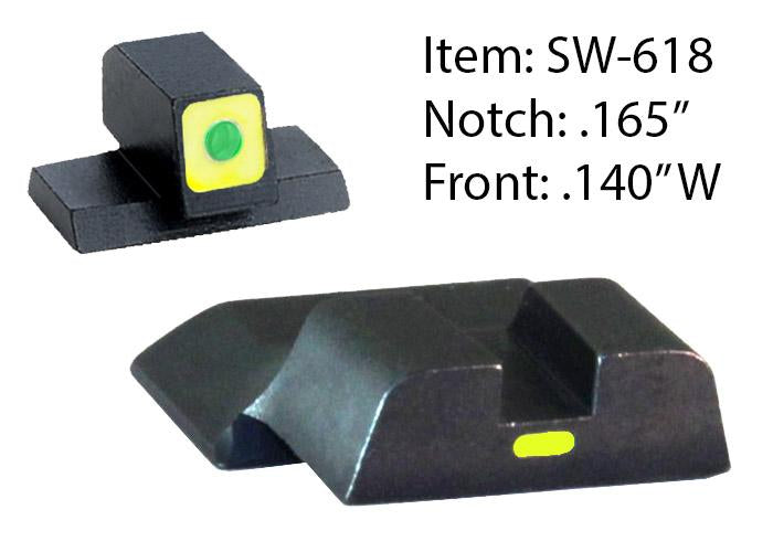 Ameriglo Night Sights Ameriglo Ameriglo CAP Tritium Night Sights for S&W M&P Shield / Front Tritium - Green / Front Outline - LumiGreen / Style - CAP / Rear Paint Bar - LumiGreen