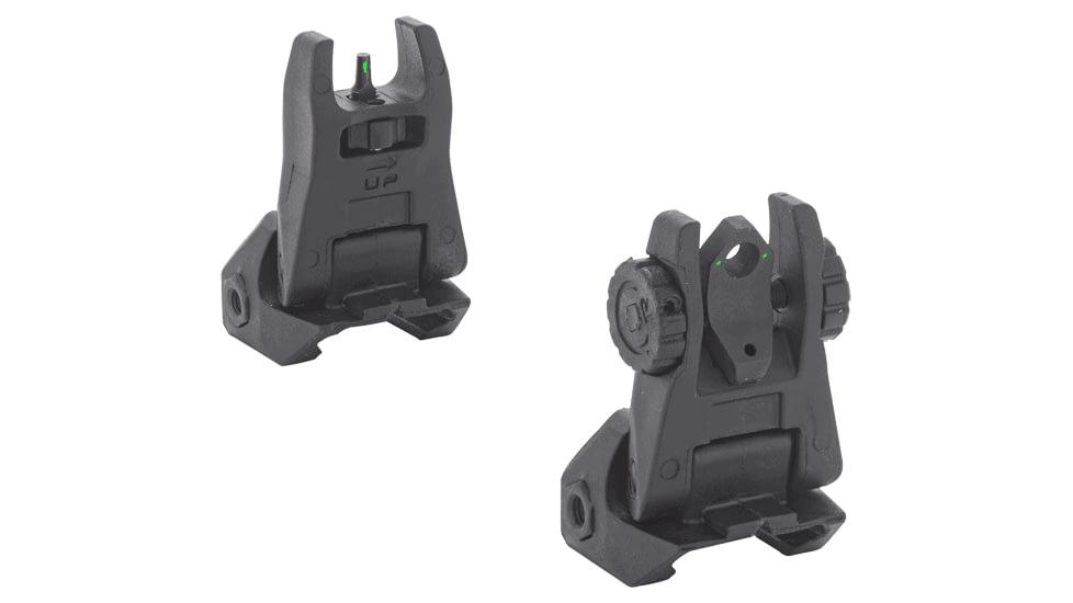 Meprolight Sights Rifle Sights Meprolight Sights Meprolight Mepro FUBS - Self Illuminated Flip Aluminum Black Back-up Rifle Sights 2 Dot Rear/Green Front