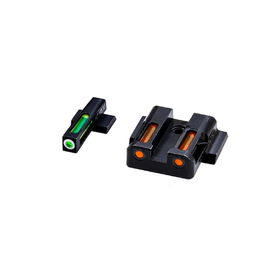 Hiviz Optics|Fiber Optic Sights Hiviz HIVIZ LiteWave H3 sight Orange/Green LitePipe/White front ring fits S&W Shield models