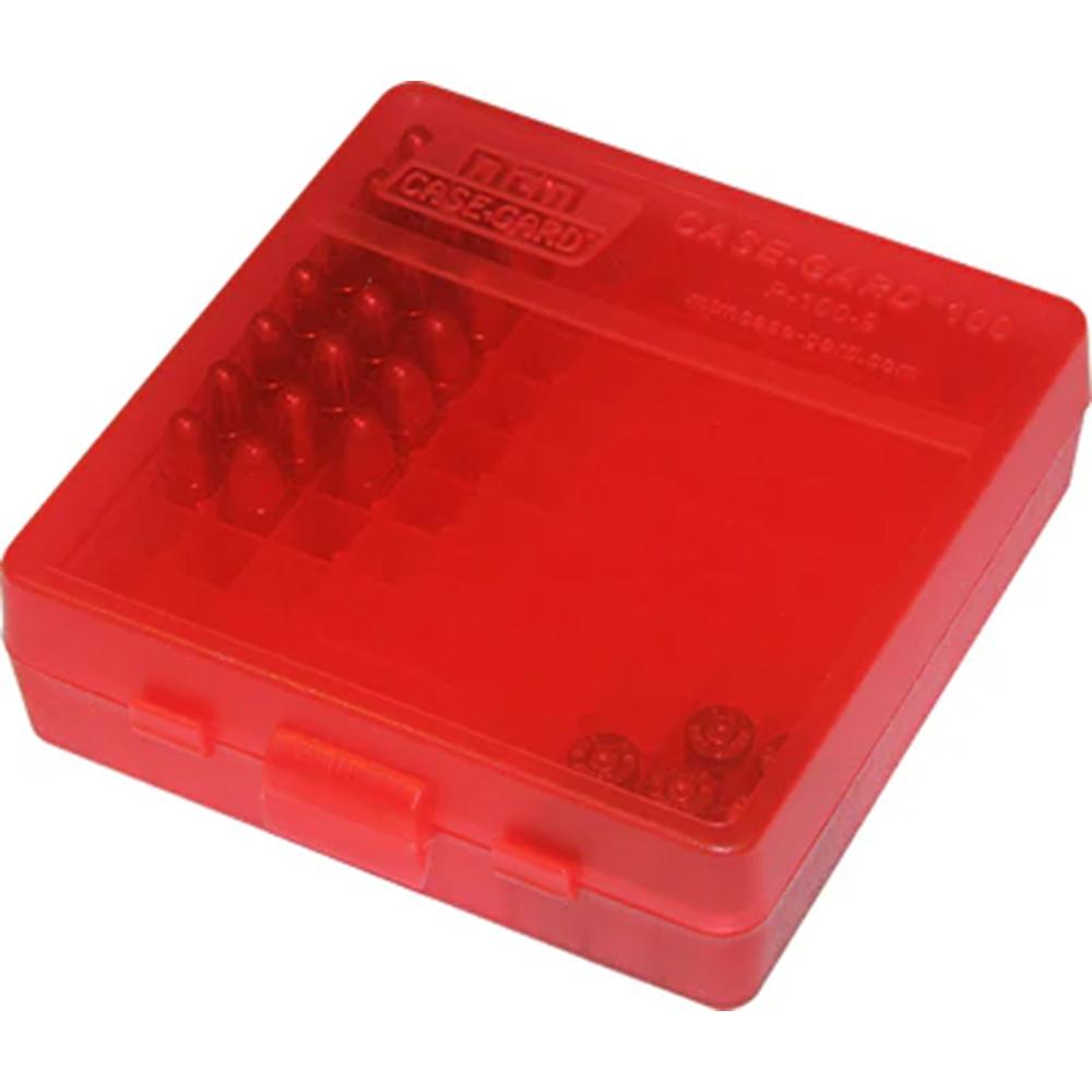 MTM Shooting|Ammo Boxes MTM Flip Top Ammo Box 100rd Clear Red
