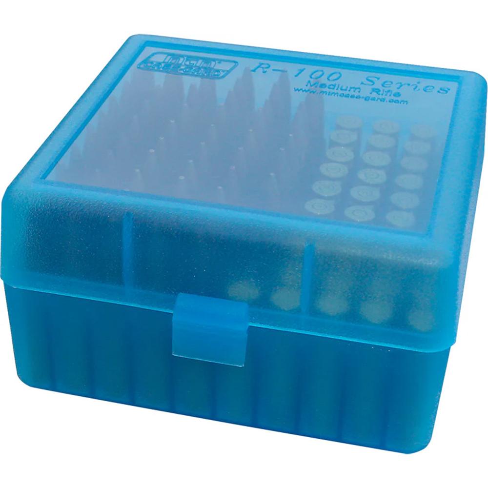 MTM Ammo Boxes MTM Flip Top Ammo Box for 223/.204 Ruger/6x47 100 Rounds Clear Blue