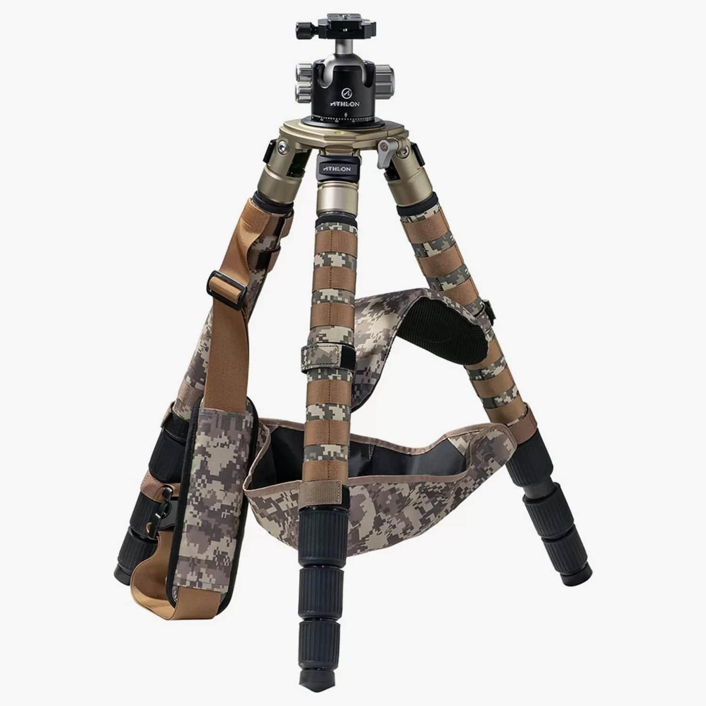 Athlon Optics Spotting Scope Tripods & Mounting|Tripods Athlon Optics Athlon Midas CF29 Carbon Fiber Tripod 9" - 65" Camo with Soft Sided Carrying Case