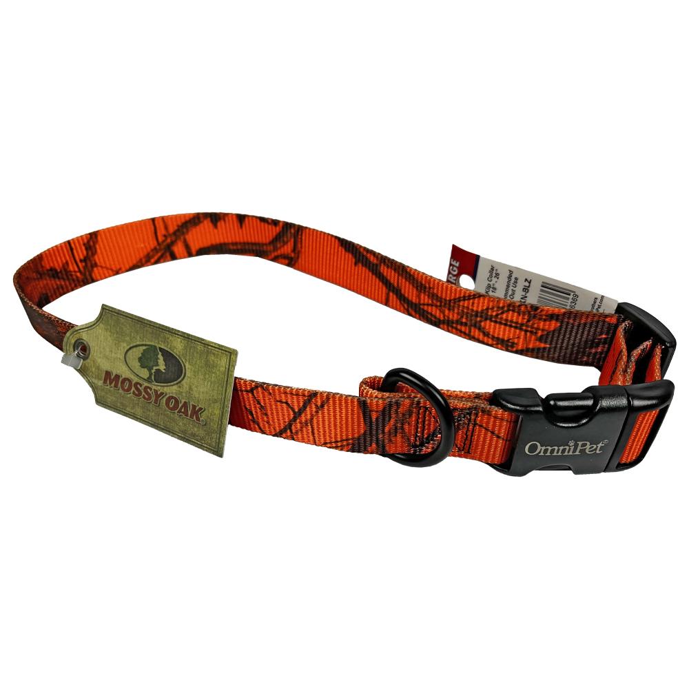 Omnipet Collars & Leashes|Collars Leashes & Harnesses|Hunting Leather Brothers DBA Omnipet Omnipet Kwik Klip Adjustable Collar 1" 18-26" Mossy Oak Blaze Orange Camo