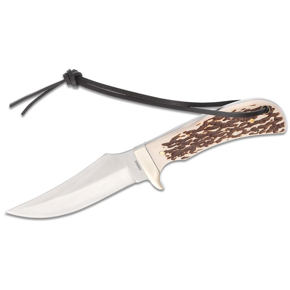 Battenfeld Knives Knives & Edged Tools Battenfeld Knives Schrade Uncle Henry Staglon Fixed Knife 4-1/4" Clip Point Blade with Leather Sheath