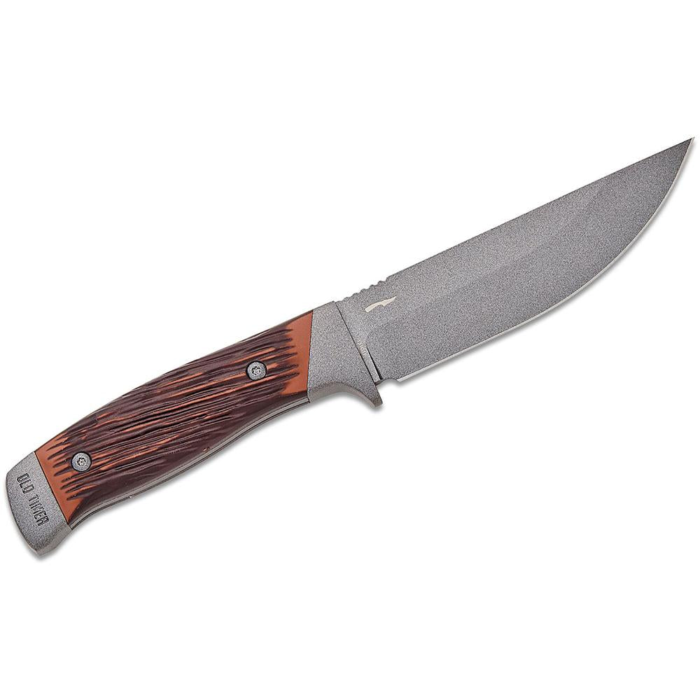 Battenfeld Knives Knives Battenfeld Knives Old Timer Frontier Fixed Blade Knife 5" Drop Point Blade Wood Box