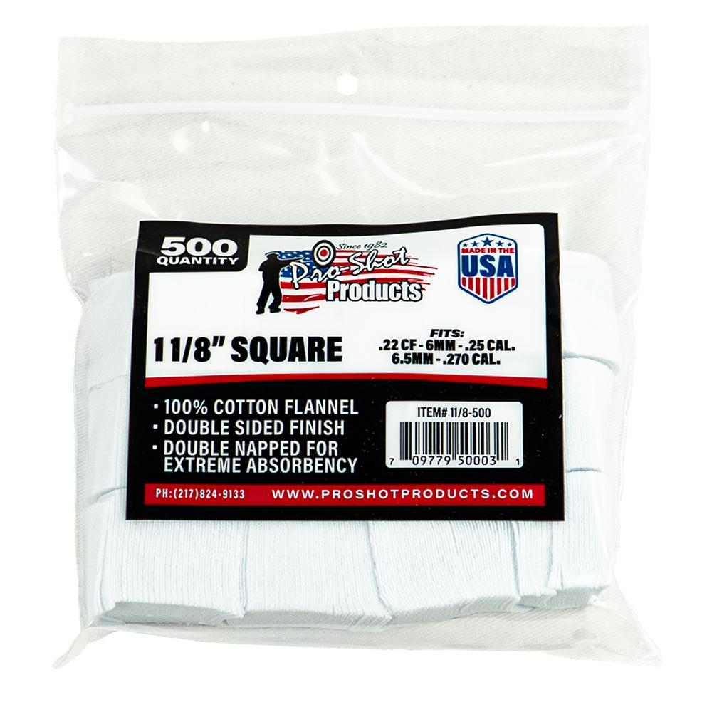 Pro-Shot Products Gun Cleaning Jags Patch Holders & Patches Pro-Shot Products Pro-Shot Cotton Cleaning Patches SQ 1-1/8" 22/270 500/ct