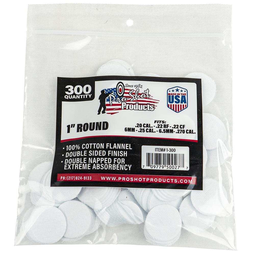 Pro-Shot Products Gun Cleaning Jags Patch Holders & Patches Pro-Shot Products Pro-Shot 1" Round 100% Cotton Patches 300/ct