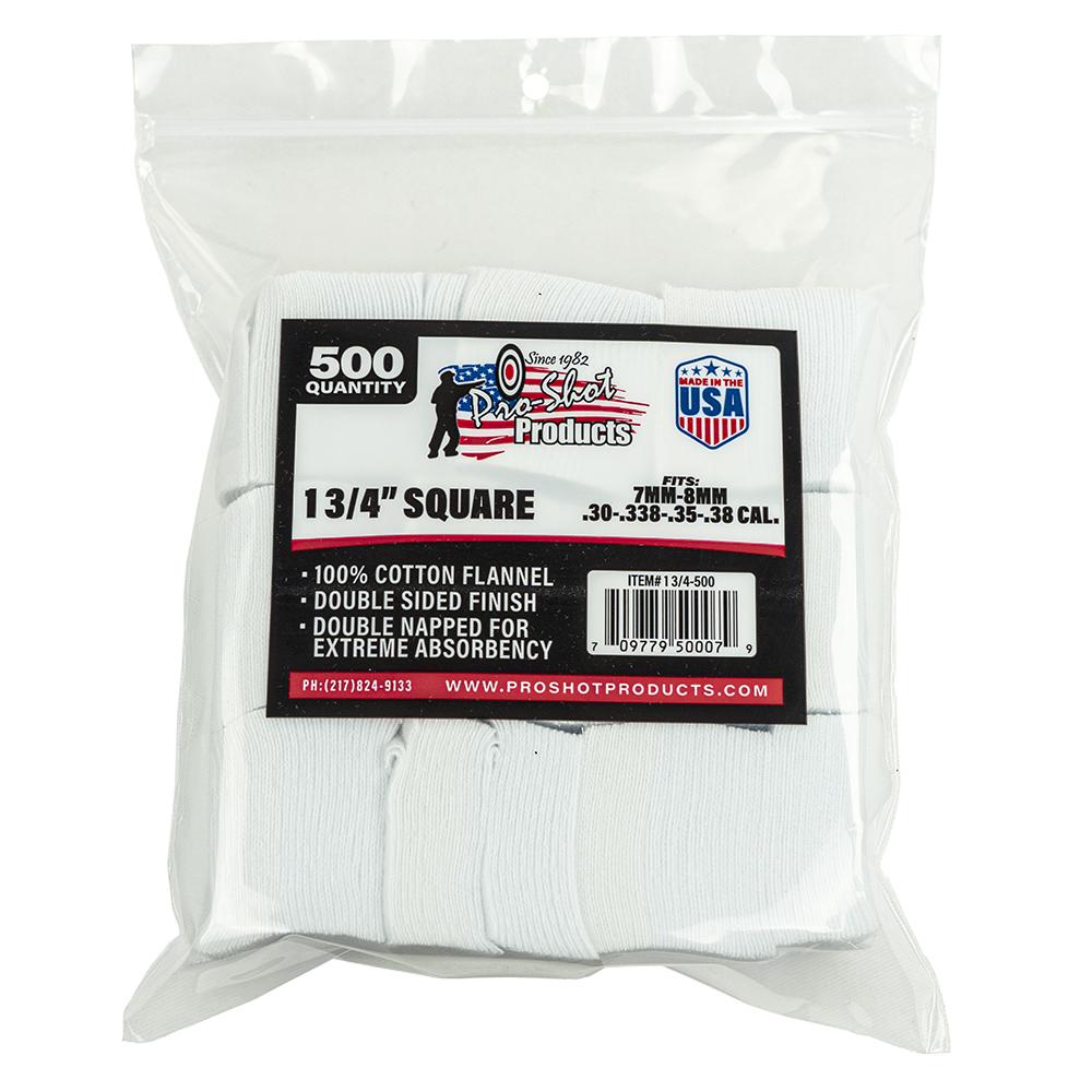 Pro-Shot Products Gun Cleaning Jags Patch Holders & Patches Pro-Shot Products Pro-Shot 1 3/4" Square 100% Cotton Patches 500/ct
