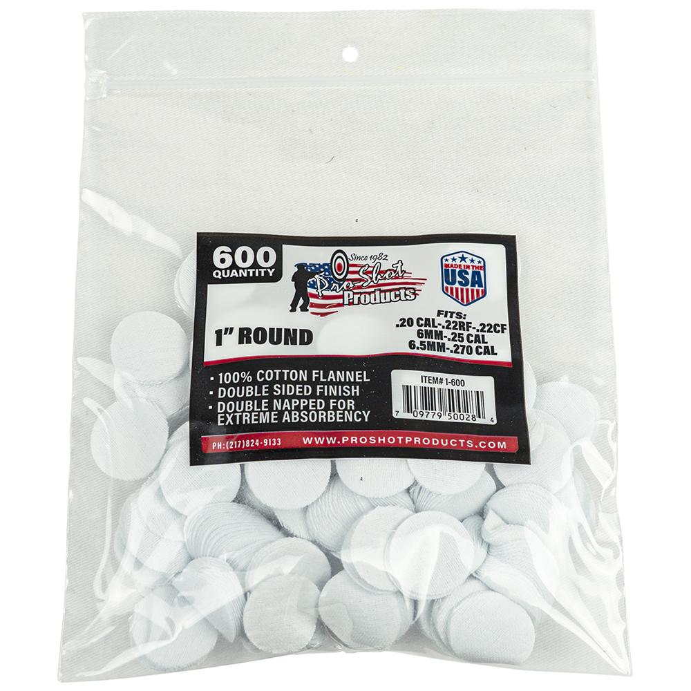 Pro-Shot Products Gun Cleaning Jags Patch Holders & Patches Pro-Shot Products Pro-Shot 1" Round 100% Cotton Patches 600/ct