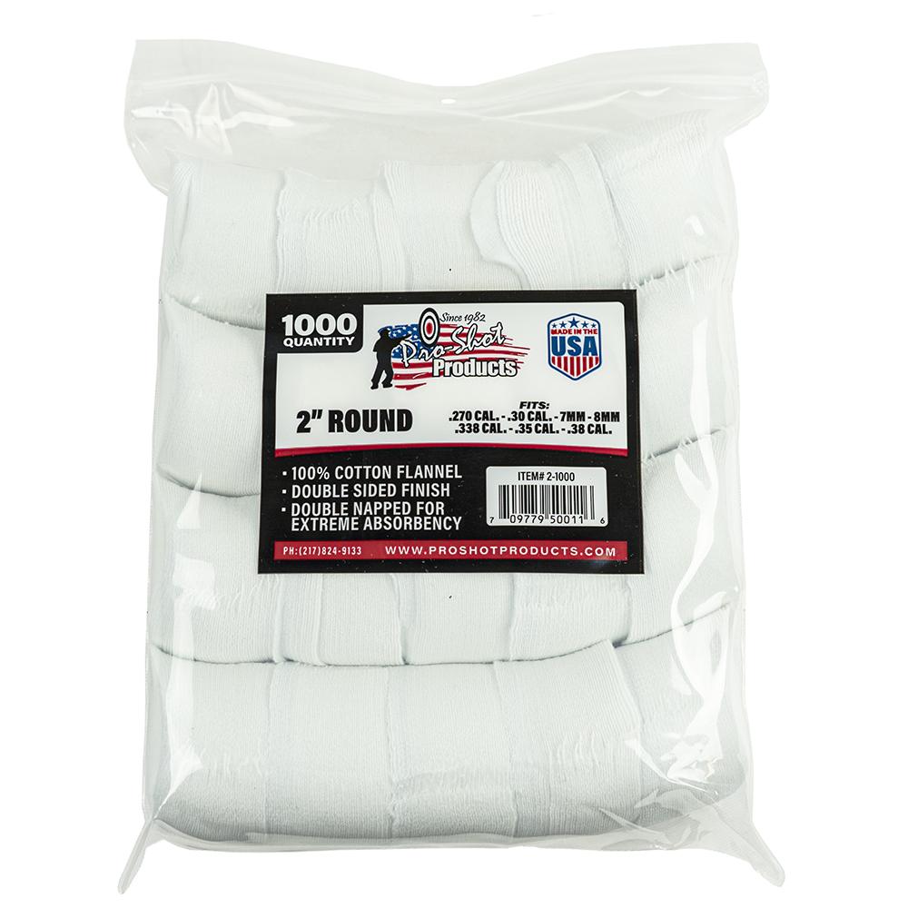 Pro-Shot Products Gun Cleaning Jags Patch Holders & Patches Pro-Shot Products Pro-Shot 2" Round 100% Cotton Patches 1000/ct