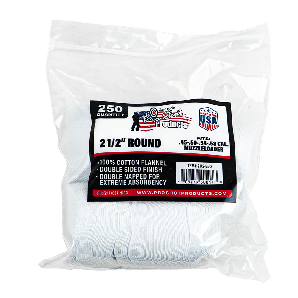 Pro-Shot Products Gun Cleaning Jags Patch Holders & Patches Pro-Shot Products Pro-Shot 2 1/2" 100% Cotton Patches 250/ct
