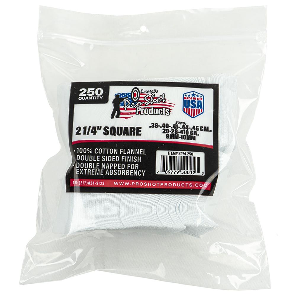 Pro-Shot Products Gun Cleaning Jags Patch Holders & Patches Pro-Shot Products Pro-Shot 2 1/4" Square 100% Cotton Patches 250/ct