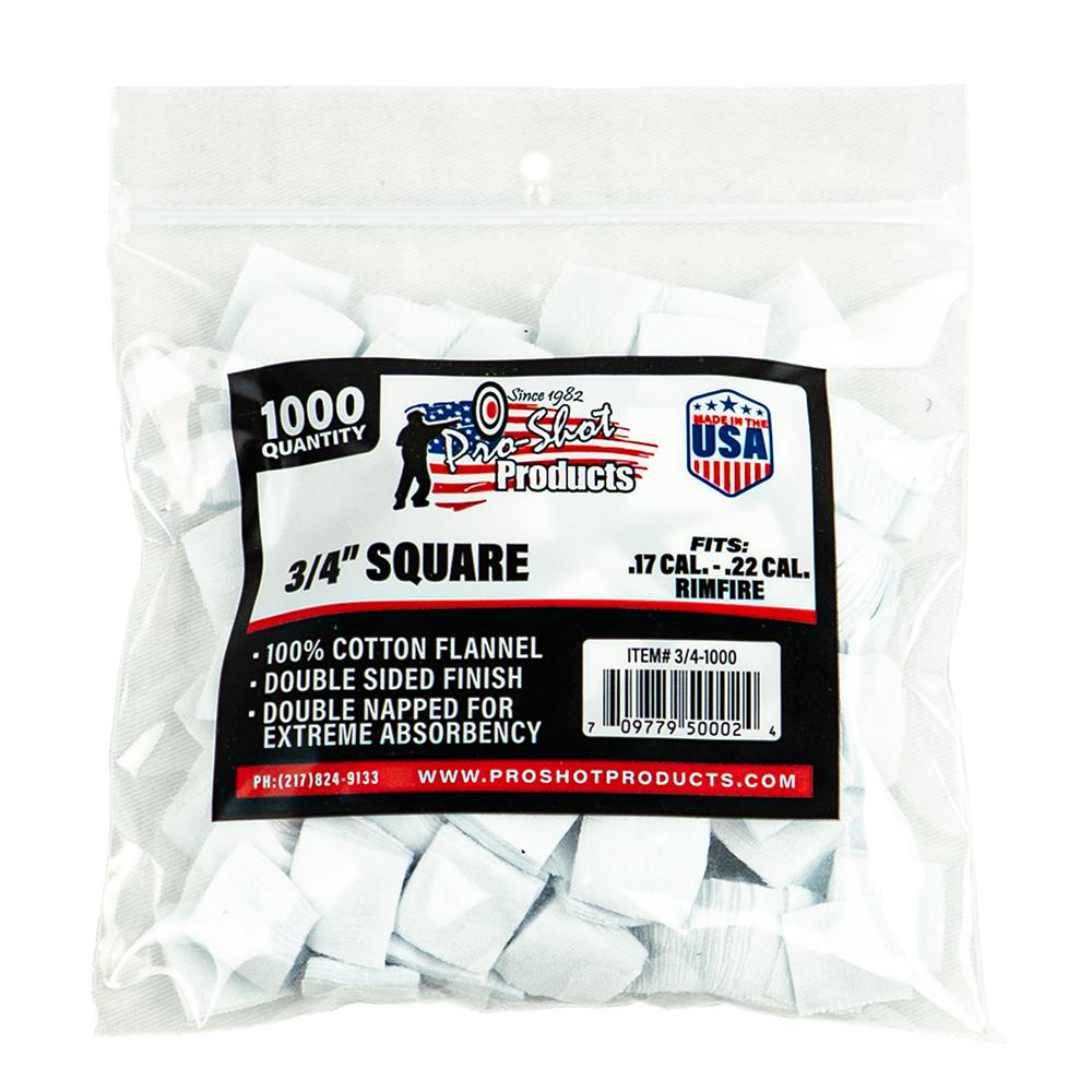 Pro-Shot Products Gun Cleaning Jags Patch Holders & Patches Pro-Shot Products Pro-Shot 3/4" Square 100% Cotton Patches 1000/ct