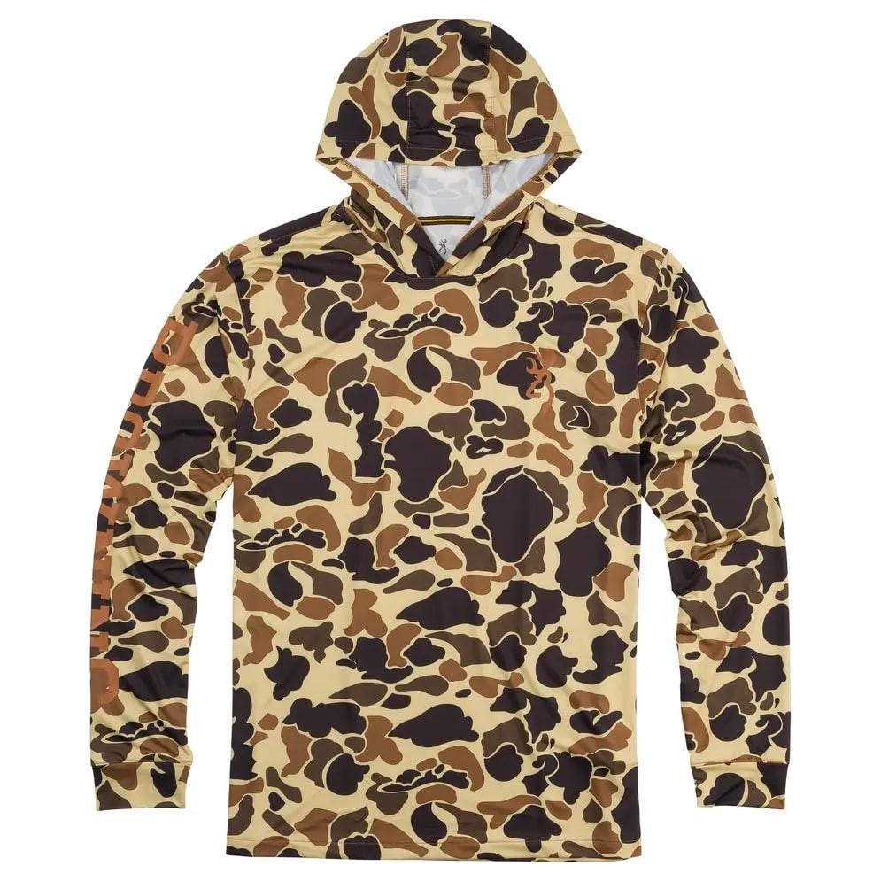 Browning Long Sleeve Shirts|Long Sleeve Shirts Browning Hooded Long Sleeve Tech Shirt Vintage Tan Camo L