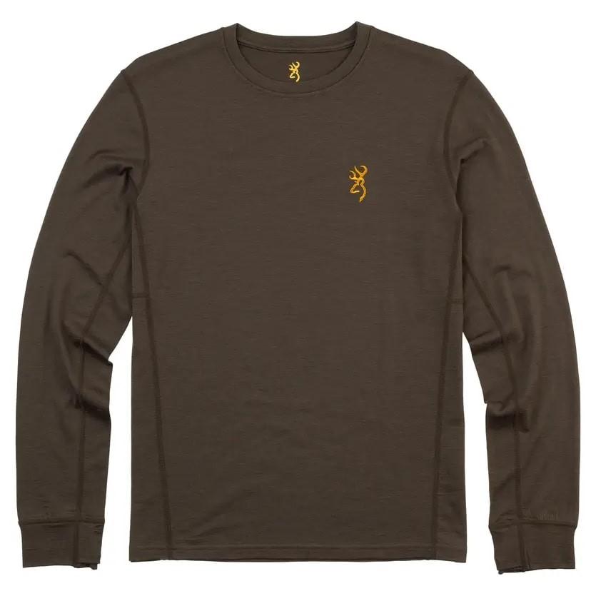Browning Hoodies & Sweatshirts|Long Sleeve Shirts|Clothing & Footwear Browning Merino Crew Long Sleeve Shirt Major Brown S