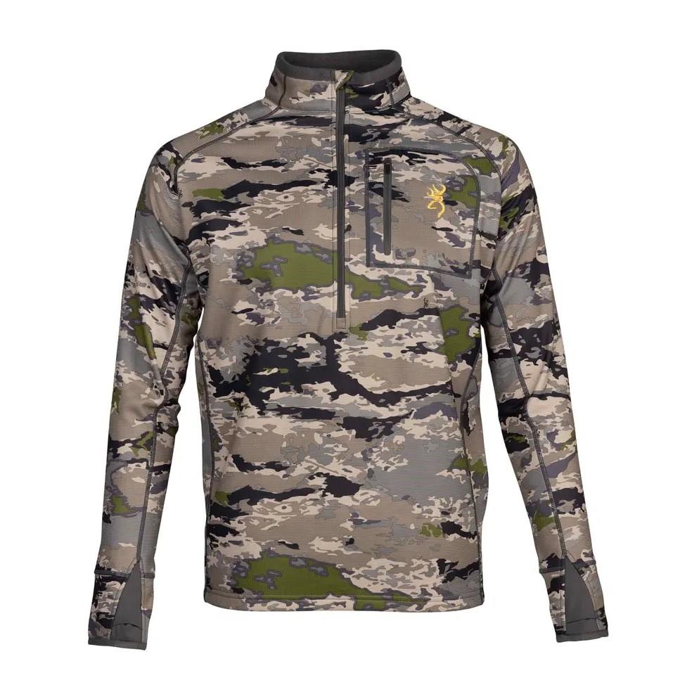 Browning Long Sleeve Shirts Browning Monroe 1/4 Zip Long Sleeve Shirt Ovix Camo 2XL