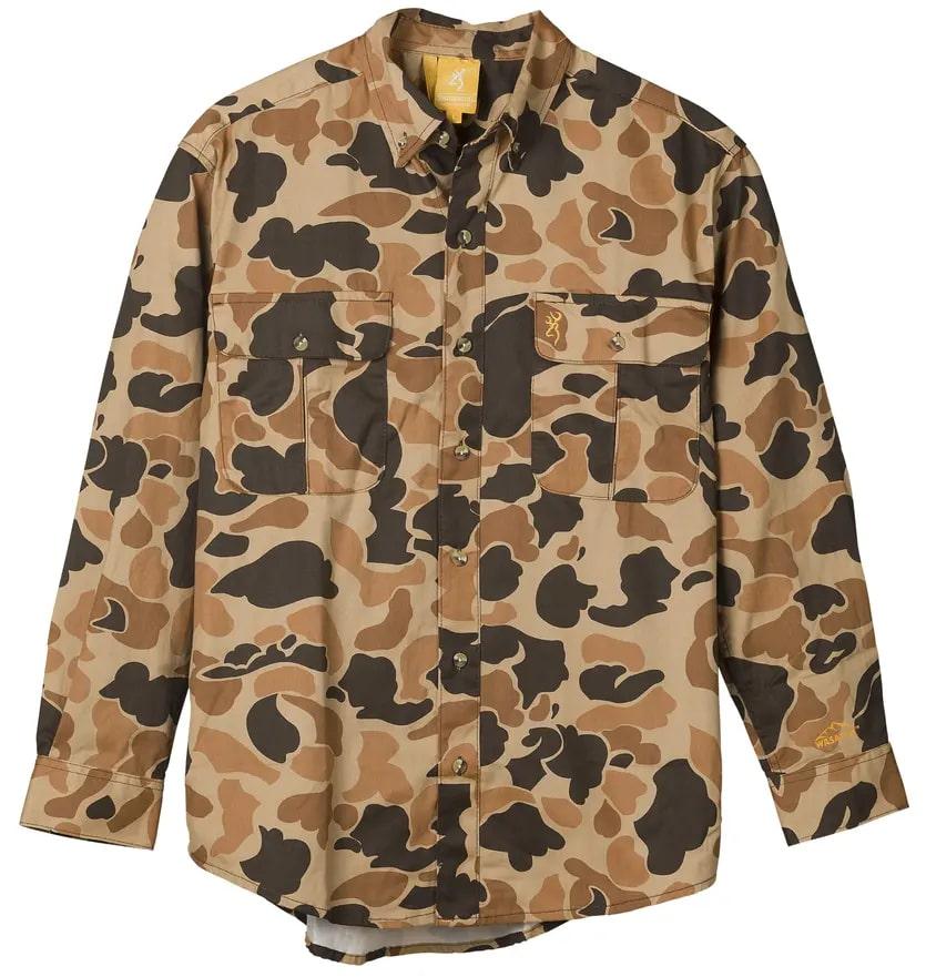 Browning Long Sleeve Shirts|Long Sleeve Shirts|Clothing & Footwear Browning Wasatch-CB Shirt Button-Front 2 Pocket Vintage Tan Camo S