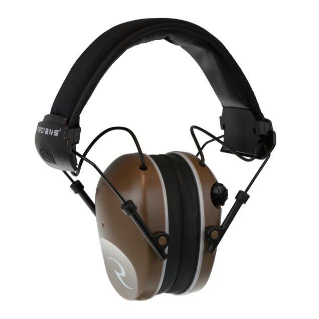 Radians Ear Muffs Radians Radians Dual Microphone Electronic Earmuff 3.5mm Stereo Jack 23dB Black Tan