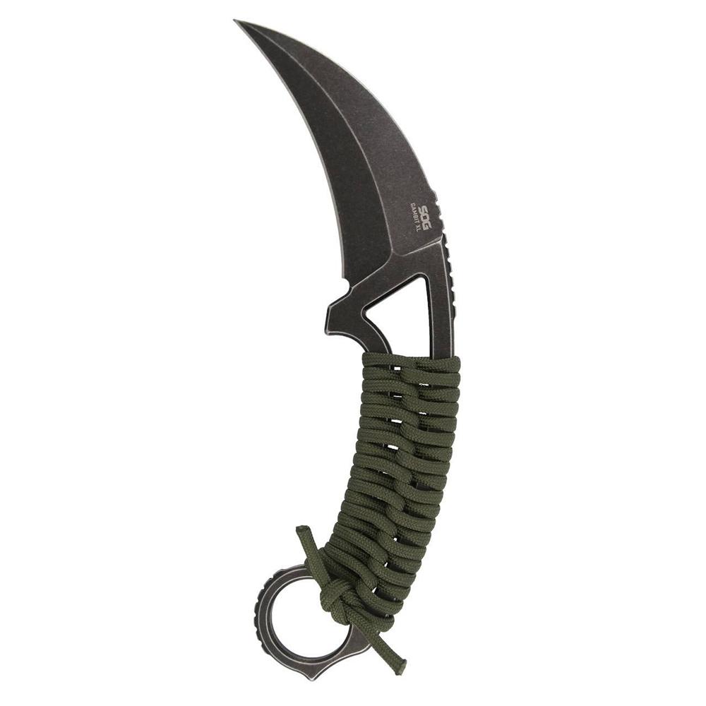 Sog Specialty Knives Knives Sog Specialty Knives SOG Gambit XL Fixed Knife 4" Karambit Blade OD Green Box