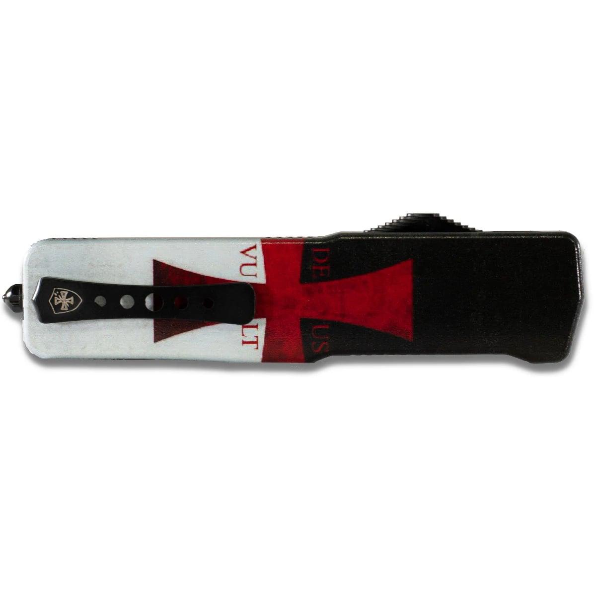 Templar Knife Knives Templar Knife Templar Knives Premium Weighted Automatic Knife 3" Serrated Dagger Blade Templar Flag