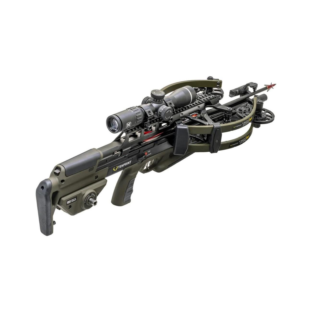Tenpoint Crossbow Technologies Crossbows Tenpoint Crossbow Technologies Tenpoint TRX515 Reverse Draw Crossbow ACUslide MAXX EVO-X Elite Black Scope Moss Green